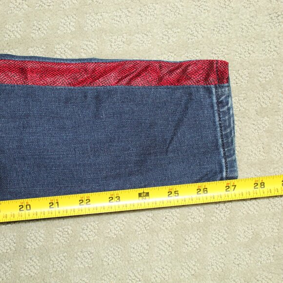 7 For All Mankind Size 26 High Waist Ankle Skinny Blue Jeans Red Black Stripe - Picture 5 of 8
